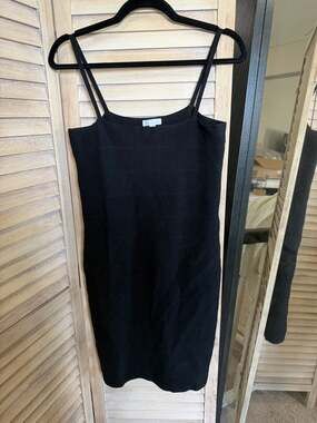 EUC Leith Black Ribbed Bodycon Cami Midi Dress Size L